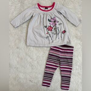 Tea Collection Baby Spring Floral and Striped Cotton Outfit